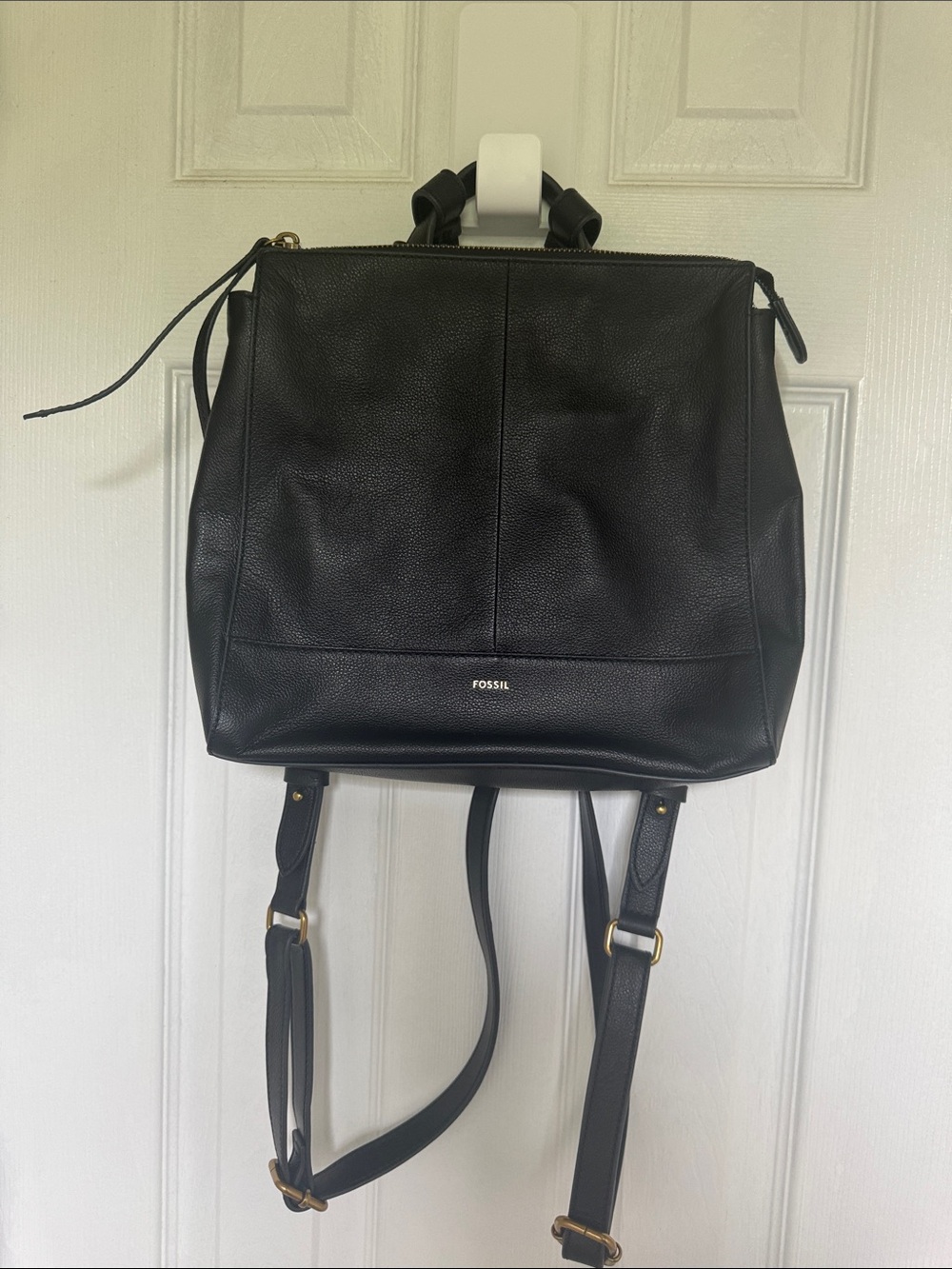 Fossil Black Pebbled Leather Backpack